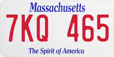 MA license plate 7KQ465
