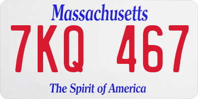 MA license plate 7KQ467