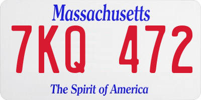 MA license plate 7KQ472