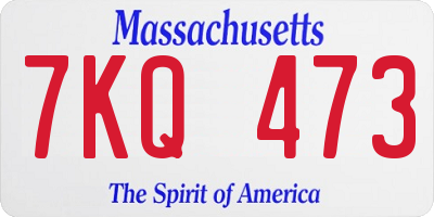 MA license plate 7KQ473