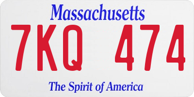 MA license plate 7KQ474