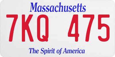 MA license plate 7KQ475