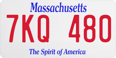 MA license plate 7KQ480