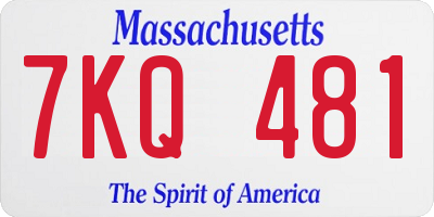 MA license plate 7KQ481