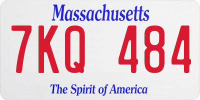 MA license plate 7KQ484