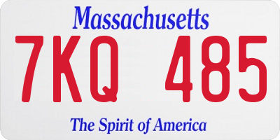 MA license plate 7KQ485
