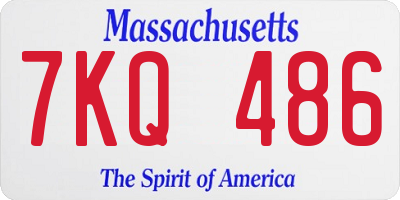 MA license plate 7KQ486