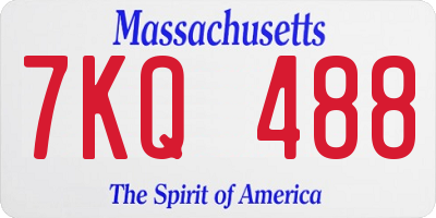 MA license plate 7KQ488