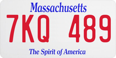 MA license plate 7KQ489