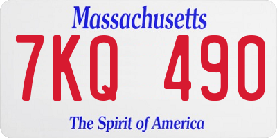 MA license plate 7KQ490