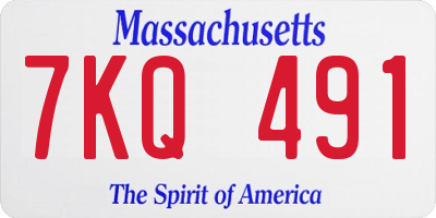 MA license plate 7KQ491