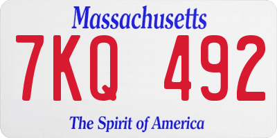 MA license plate 7KQ492