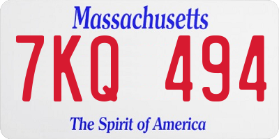 MA license plate 7KQ494