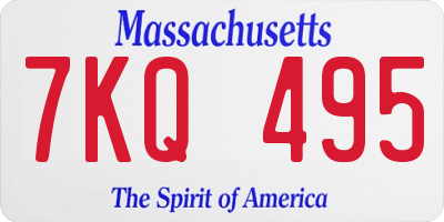 MA license plate 7KQ495