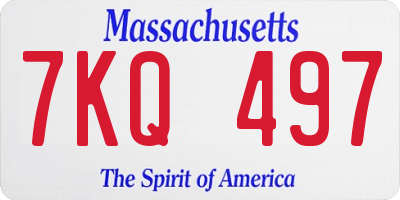 MA license plate 7KQ497