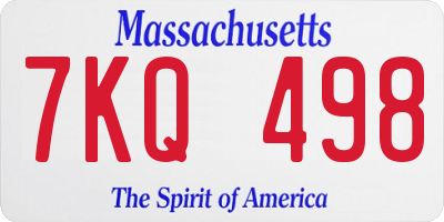 MA license plate 7KQ498