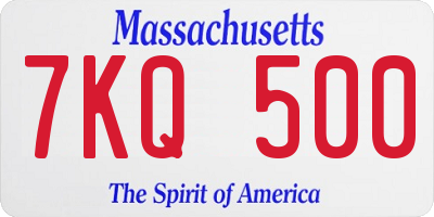 MA license plate 7KQ500