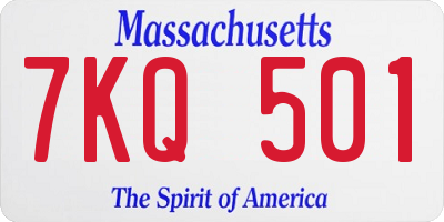 MA license plate 7KQ501
