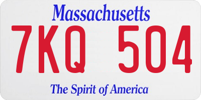 MA license plate 7KQ504