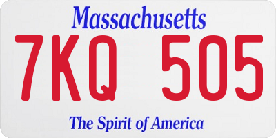 MA license plate 7KQ505