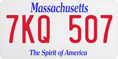 MA license plate 7KQ507