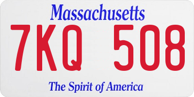 MA license plate 7KQ508