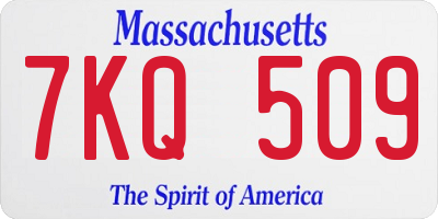 MA license plate 7KQ509