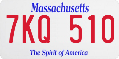 MA license plate 7KQ510