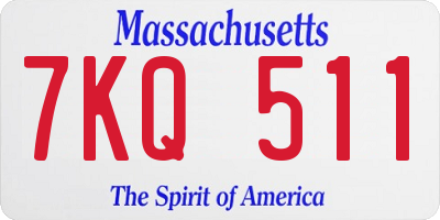 MA license plate 7KQ511