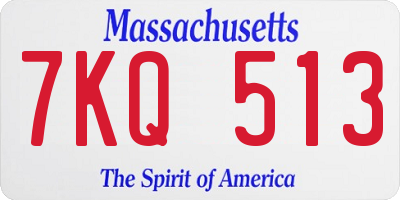MA license plate 7KQ513