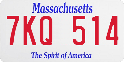 MA license plate 7KQ514