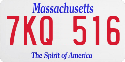 MA license plate 7KQ516