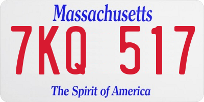 MA license plate 7KQ517