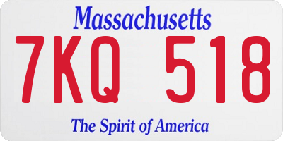 MA license plate 7KQ518