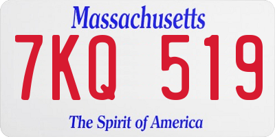 MA license plate 7KQ519