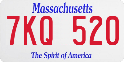 MA license plate 7KQ520