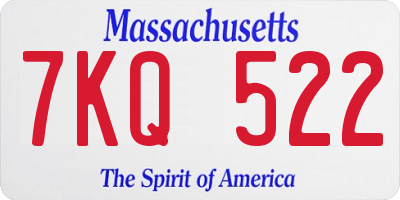 MA license plate 7KQ522