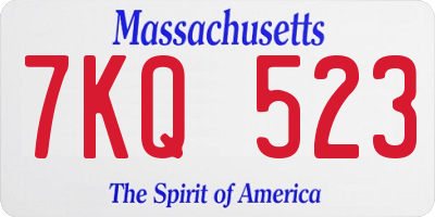 MA license plate 7KQ523