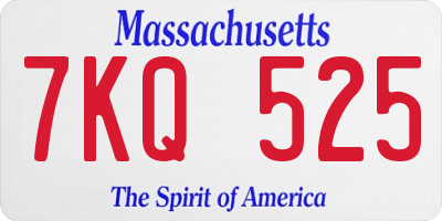 MA license plate 7KQ525