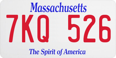 MA license plate 7KQ526