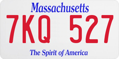 MA license plate 7KQ527