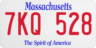 MA license plate 7KQ528