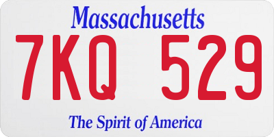 MA license plate 7KQ529