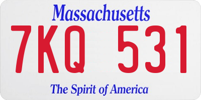 MA license plate 7KQ531