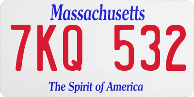 MA license plate 7KQ532