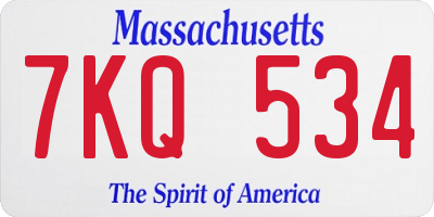 MA license plate 7KQ534
