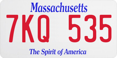 MA license plate 7KQ535