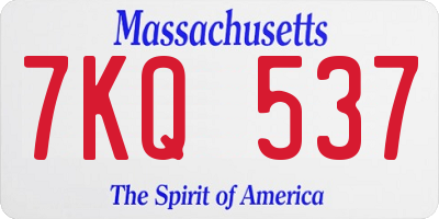MA license plate 7KQ537