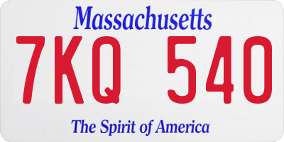 MA license plate 7KQ540
