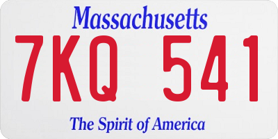 MA license plate 7KQ541